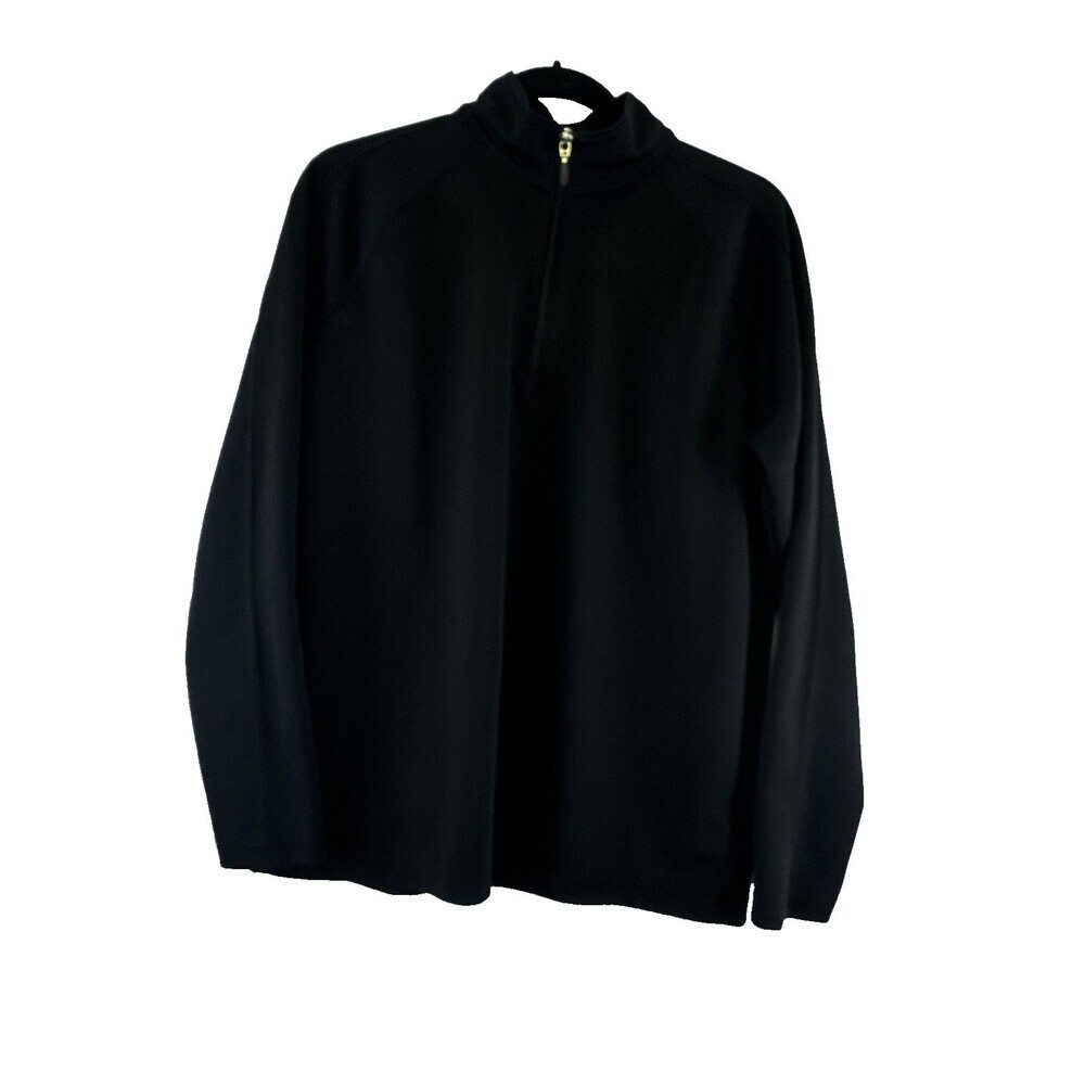 Lands End Quarter Zip Pullover Black Performance Lightweight Stretch Women Large